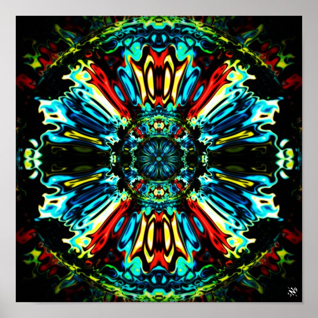 Flower X v1.1 - colourful patterns pareidolia Poster (Front)