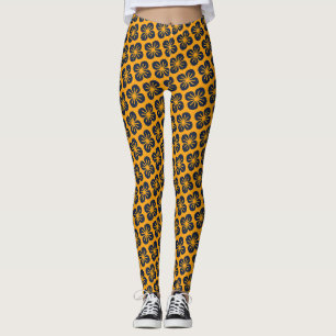 Flower Yellow Blue Minimal Pattern Leggings