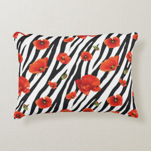 flower zebra seamless pattern accent pillow
