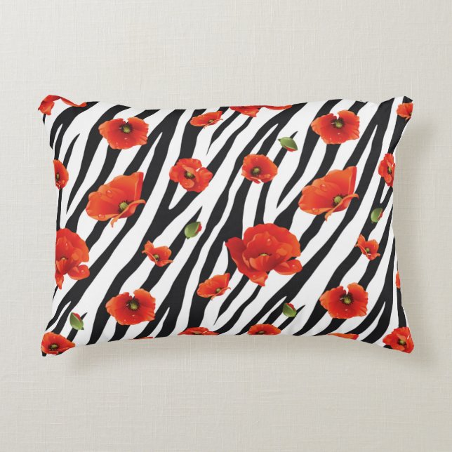 flower zebra seamless pattern accent pillow (Front)