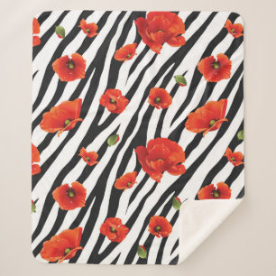 flower zebra seamless pattern sherpa blanket