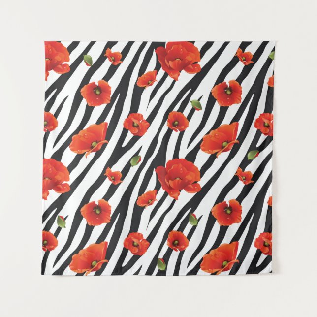 flower zebra seamless pattern tapestry (Front)