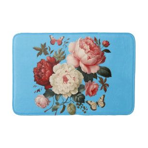 flowered bath mat