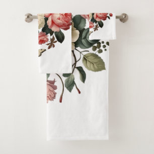 flowered bath towel set