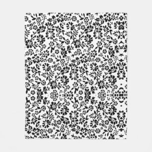 Flowered black & white blanket. fleece blanket