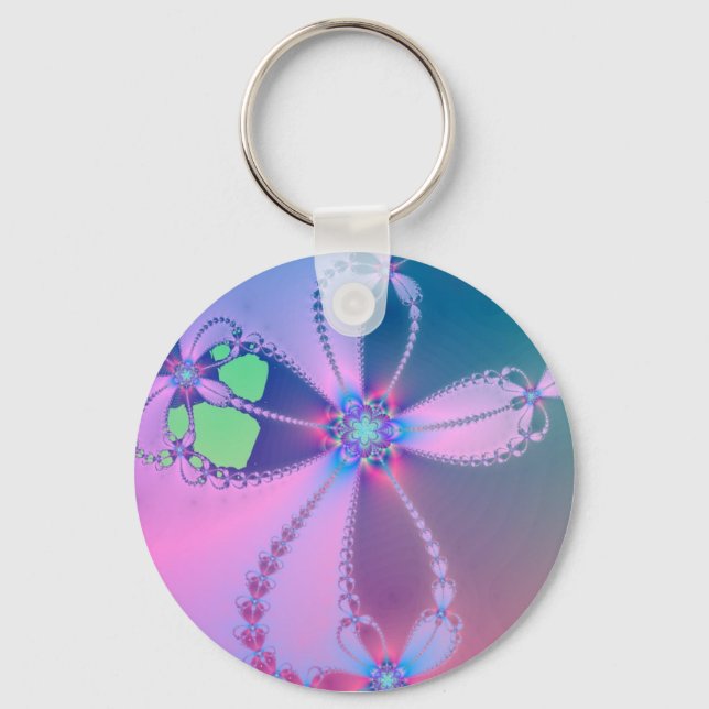 Flowered Cross Keychain (Front)