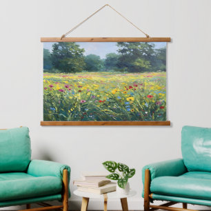 Flowered field hanging tapestry