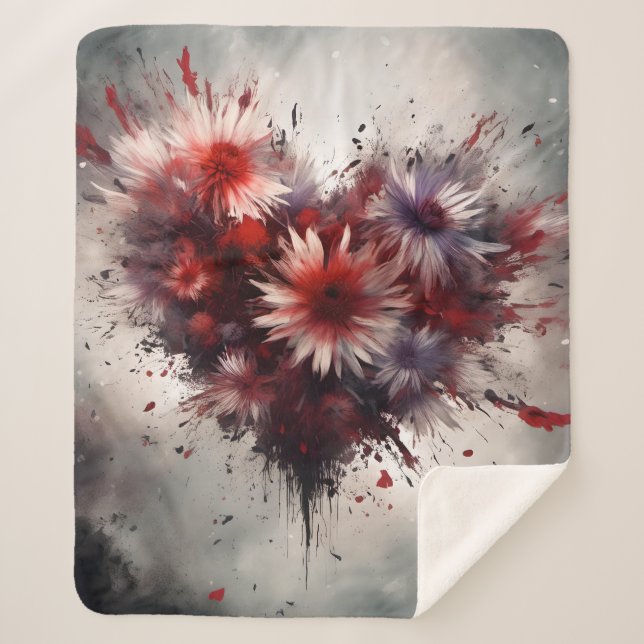 Flowered Heart Sherpa Blanket (Front)
