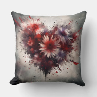 Flowered Heart Throw Pillow