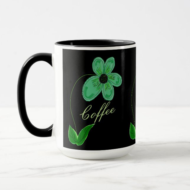 Flowered Mug With Greens (Left)