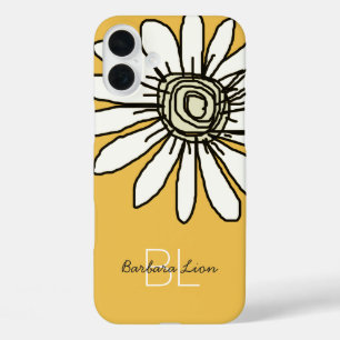flowered on yellow personalized iPhone 16 plus case