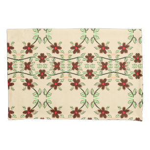 Flowered Pillow Cases in Cream And Chocolate Brown