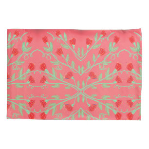 Flowered Pillow Cases in Pink and Mint Green