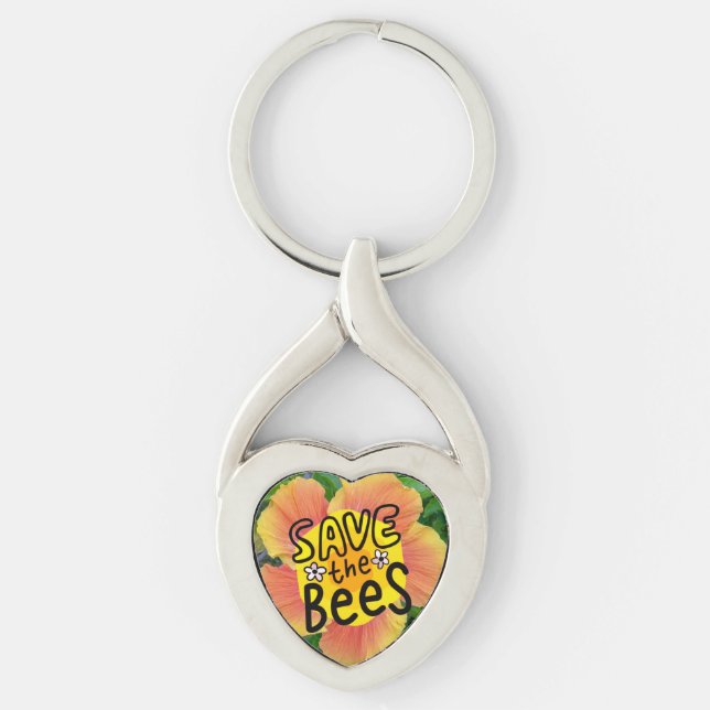 Flowered "Save The Bees"  Keychain (Front)