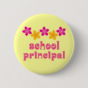 Flowered School Principal 2 Inch Round Button