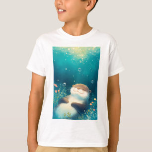 Flowered Waves Otter Dreamy Escape T-Shirt