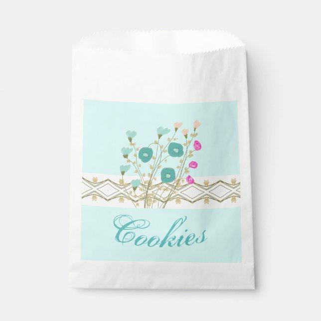 Flowered With Blues and Pink Favour Bag (Front)