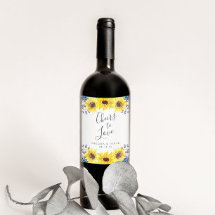 Flowerfields "Cheers to Love" Personalized Wedding Wine Label