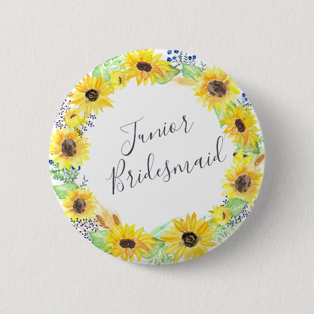 Flowerfields Junior Bridesmaid 2 Inch Round Button (Front)
