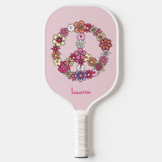 Flowerful Peace Sign Pickleball Paddle