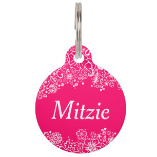 Flowerful Pink & White - Custom Pet Tag