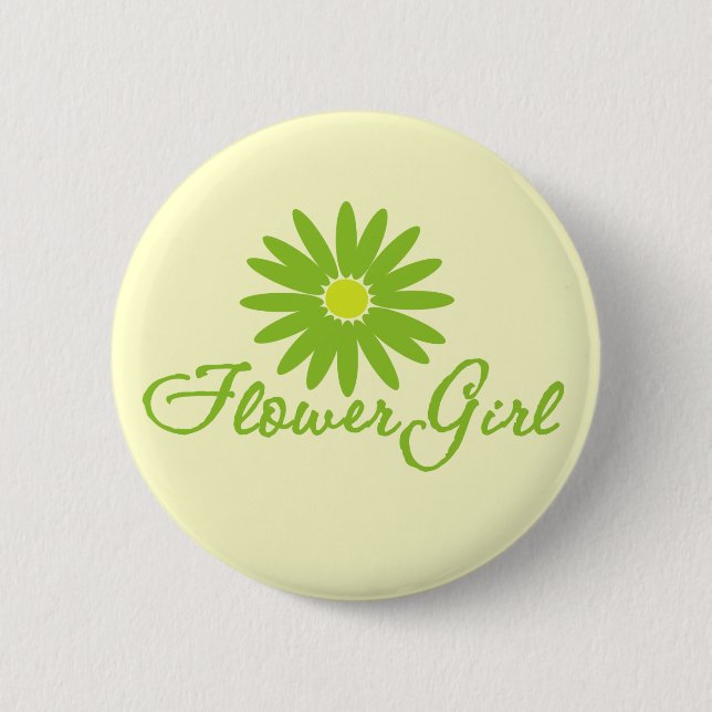 Flowergirl Daisy 2 Inch Round Button (Front)