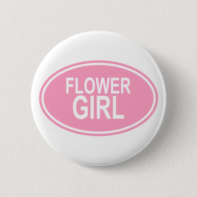 FlowerGirlWedding Oval Pink 2 Inch Round Button (Front)
