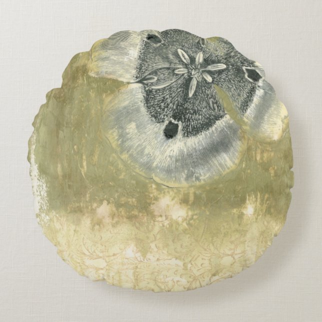 Flowerhead Abstract with Glazed Texture Round Pillow (Front)