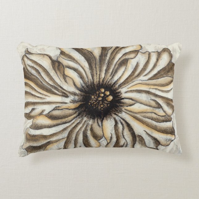 Flowerhead Fresco on Tan Background Accent Pillow (Front)