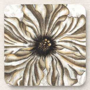 Flowerhead Fresco on Tan Background Coaster