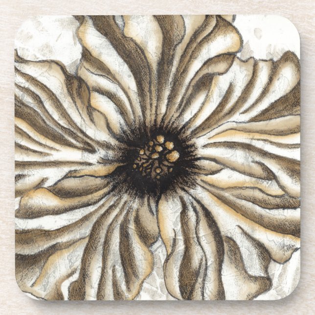 Flowerhead Fresco on Tan Background Coaster (Front)