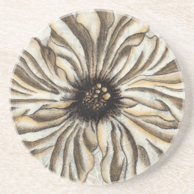 Flowerhead Fresco on Tan Background Coaster (Front)
