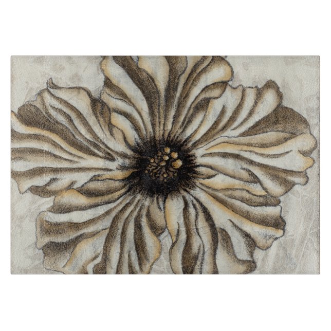 Flowerhead Fresco on Tan Background Cutting Board (Front)