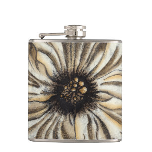 Flowerhead Fresco on Tan Background Hip Flask