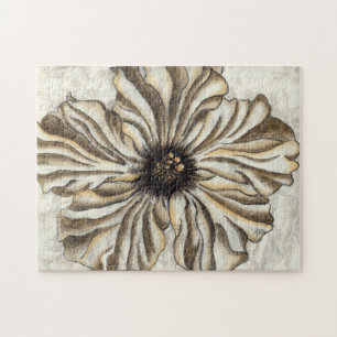 Flowerhead Fresco on Tan Background Jigsaw Puzzle