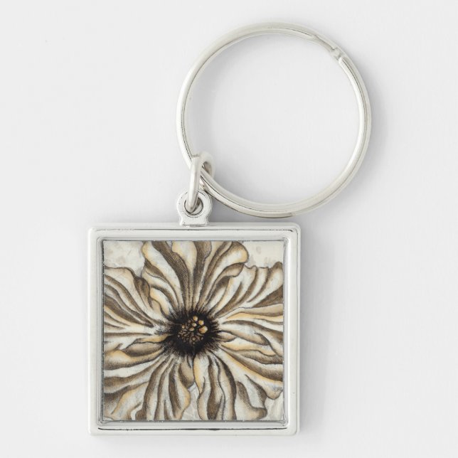 Flowerhead Fresco on Tan Background Keychain (Front)