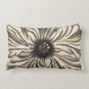 Flowerhead Fresco on Tan Background Lumbar Pillow