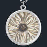 Flowerhead Fresco on Tan Background Silver Plated Necklace<br><div class="desc">A large flowerhead makes up the majority of this fresco. Resting on a tan background the piece has a very rustic feel. This would make a lovely addition to any home!</div>