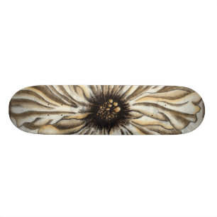 Flowerhead Fresco on Tan Background Skateboard
