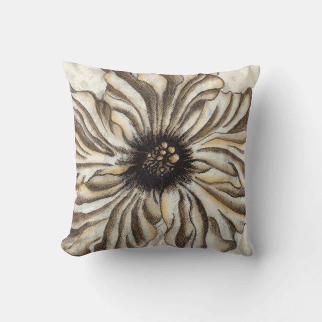 Flowerhead Fresco on Tan Background Throw Pillow (Front)