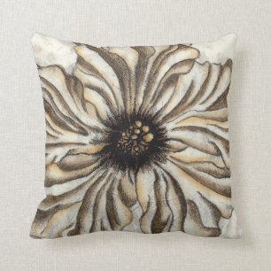 Flowerhead Fresco on Tan Background Throw Pillow