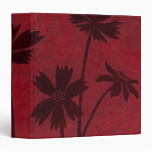 Flowerhead Silhouettes on Crimson Background Binder