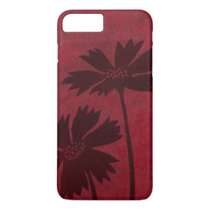 Flowerhead Silhouettes on Crimson Background iPhone 8 Plus/7 Plus Case