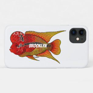 Flowerhorn cichlid fish cartoon illustration  iPhone 11 case