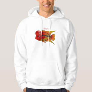 Flowerhorn cichlid fish cartoon illustration  hoodie