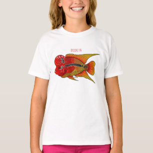 Flowerhorn cichlid fish cartoon illustration T-Shirt