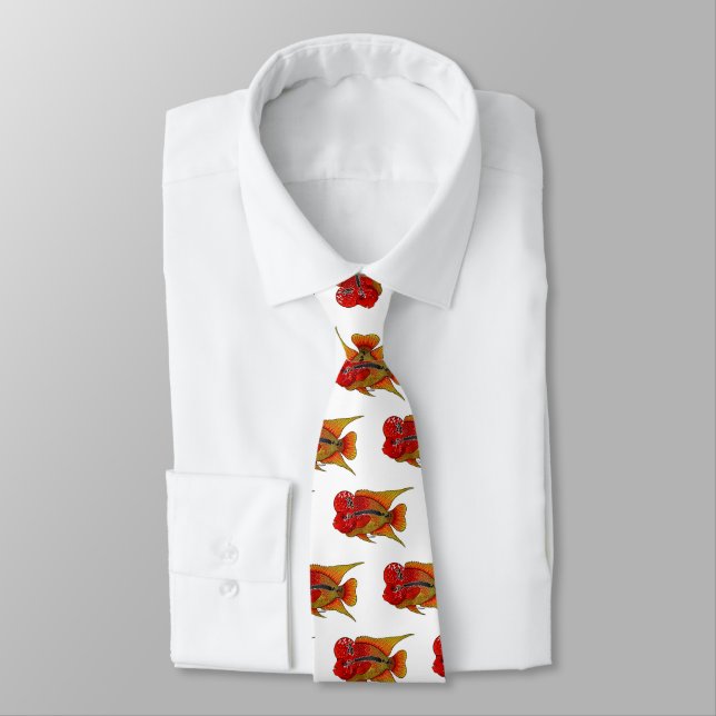 Flowerhorn cichlid fish cartoon illustration  tie (Tied)