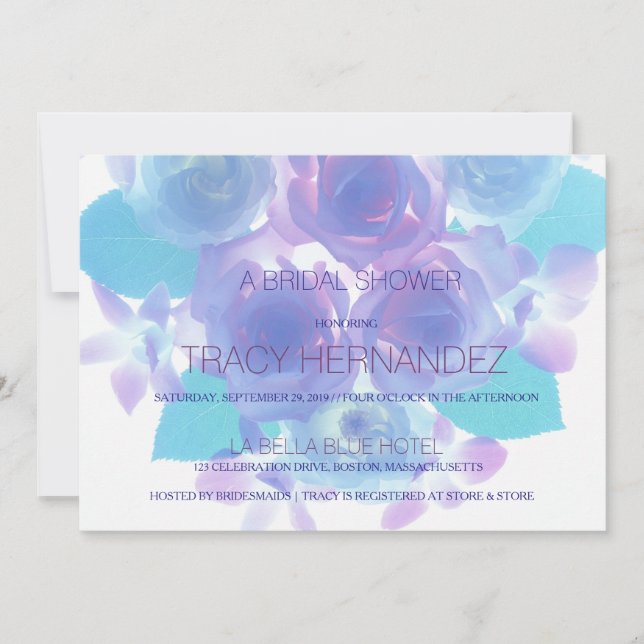Flowering Affection | Purple Aqua Floral Bridal Invitation (Front)