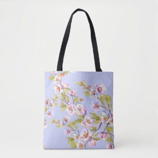 Flowering Apple Cherry Watercolor Pattern Tote Bag