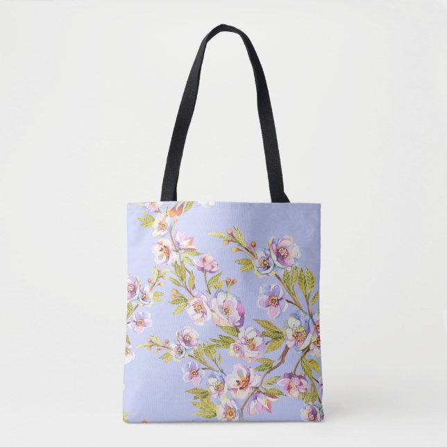 Flowering Apple Cherry Watercolor Pattern Tote Bag (Front)